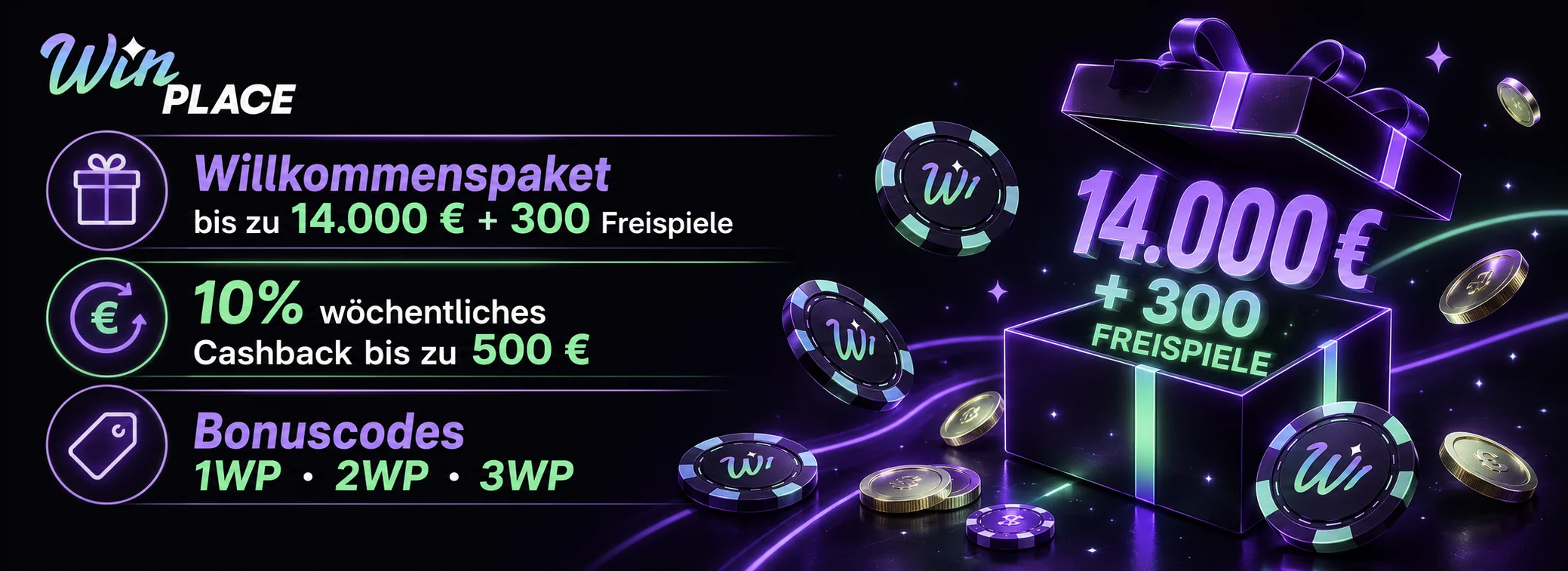 Willkommenspaket + 300 Freispiele